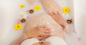 milk bath maternity photo